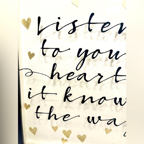 Listen to your Heart Framed Wall Decor Shadow Box 13.5x11” Black Gold White - Picture 3 of 4